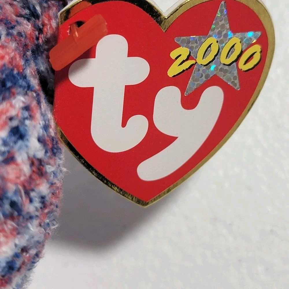 Vintage USA Ty Beanie Baby The Bear 2000‎ Patriotic Red White Blue Collectible